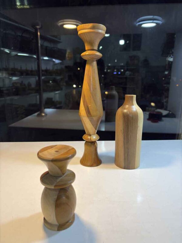 ست جاشمعی جاعودی و گلدون چوبی