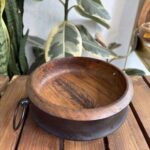 کاسه طرحدار دسته دار چوبی